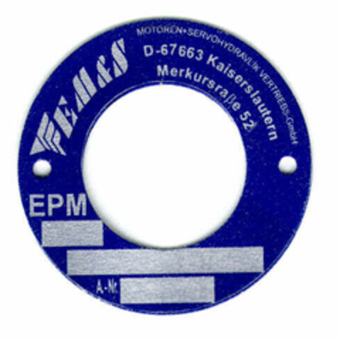 EPM EM&S MOTOREN + SERVOHYDRAVLIK VERTRIEBS-GmbH Logo (EUIPO, 20.09.1996)