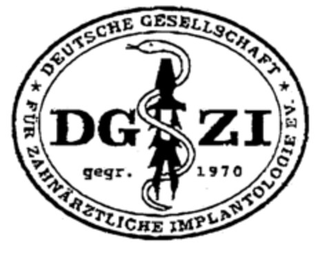 DGZI gegr. 1970 DEUTSCHE GESELLSCHAFT FÜR ZAHNÄRZTLICHE IMPLANTOLOGIE EV. Logo (EUIPO, 04.02.2000)