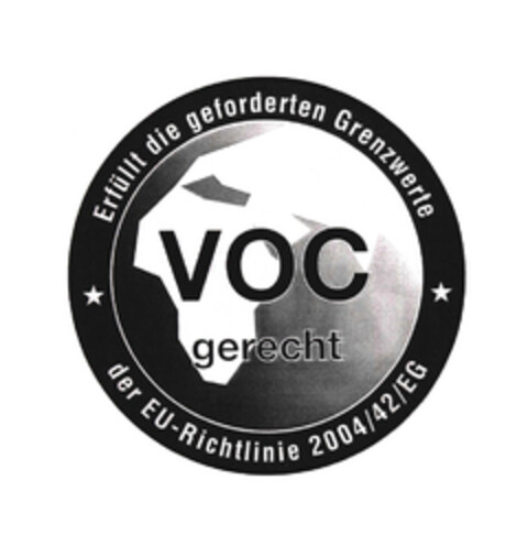 VOC gerecht * Erfüllt die geforderten Grenzwerte * der EU-Richtlinie 2004/42/EG Logo (EUIPO, 24.01.2006)