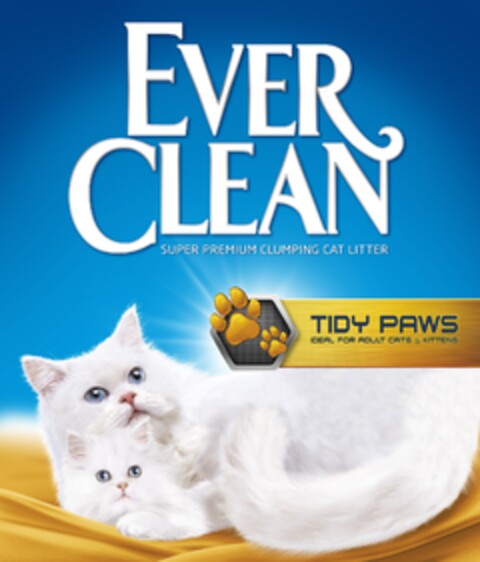 EVER CLEAN SUPER PREMIUM CLUMPING CAT LITTER TIDY PAWS IDEAL FOR ADULT CATS & KITTENS Logo (EUIPO, 03/15/2019)