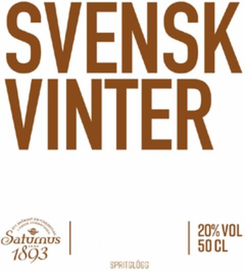 SVENSK VINTER ETT SKÅNSKT DRYCKESBOLAG I FJÄRDE GENERATIONEN Saturnus ANNO 1893 SPRITGLÖGG 20% VOL 50CL Logo (EUIPO, 09/28/2018)