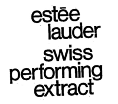 estée lauder swiss performing extract Logo (EUIPO, 04/01/1996)