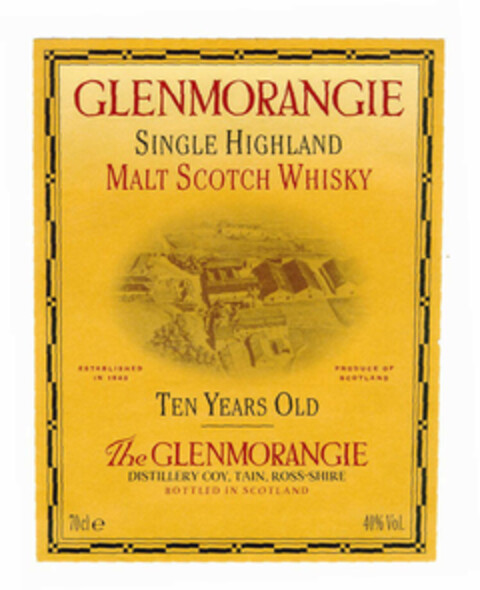 GLENMORANGIE SINGLE HIGHLAND MALT SCOTCH WHISKY TEN YEARS OLD The GLENMORANGIE Logo (EUIPO, 08.03.1999)