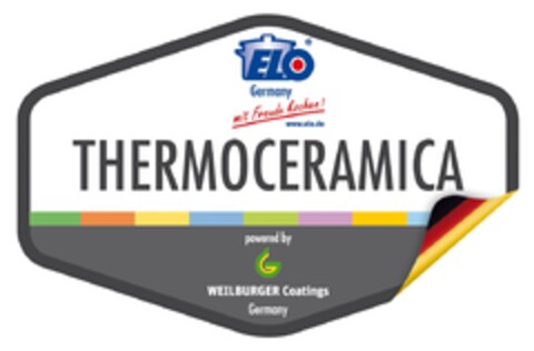 Elo Germany mit Freude kochen! www.elo.de Thermoceramica powered by Weilburger Coatings Germany Logo (EUIPO, 04.11.2009)