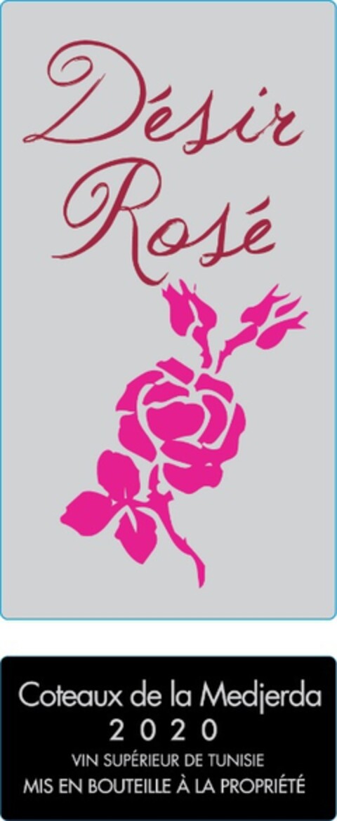 DÉSIR ROSÉ COTEAUX DE LA MEDJERDA 2020 VIN SUPÉRIEUR DE TUNISIE Logo (EUIPO, 03/31/2022)