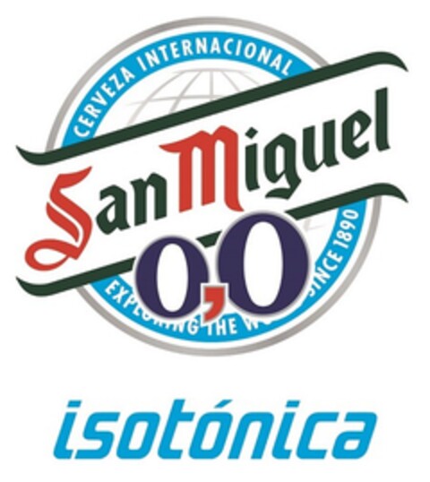 Cerveza internacional SAN MIGUEL 0,0 ISOTÓNICA Logo (EUIPO, 18.02.2016)