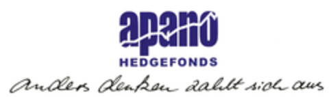 apano HEDGEFONDS anders denken zahlt sich aus Logo (EUIPO, 09/29/2009)