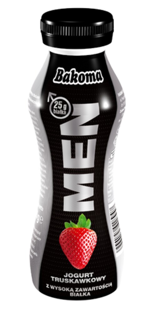 BAKOMA MEN 25 g białka Jogurt truskawkowy z wysoką zawartością białka Logo (EUIPO, 30.05.2014)