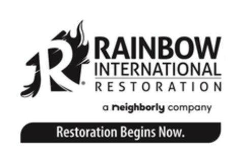 RAINBOW INTERNATIONAL RESTORATION a neighborly company Restoration Begins Now. Logo (EUIPO, 26.10.2021)