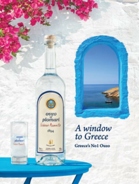 ouzo of plomari Isidoros Arvanitis 1894 A window to Greece Greece's No1 Ouzo Logo (EUIPO, 28.01.2025)