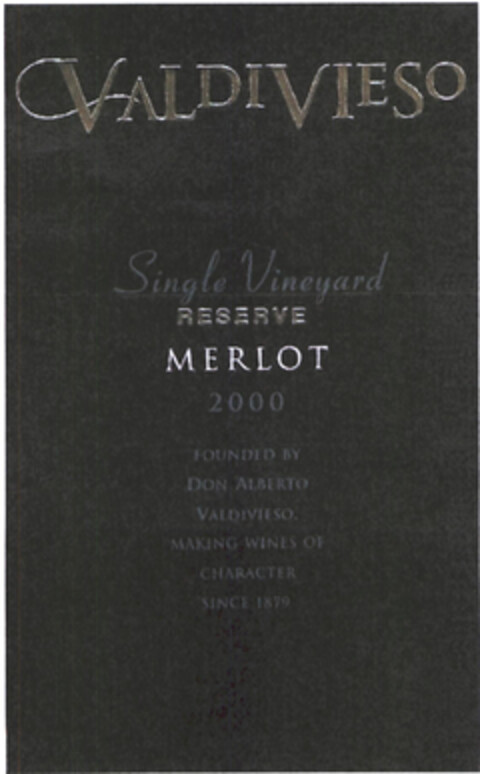 VALDIVIESO RESERVE MERLOT Logo (EUIPO, 07.01.2004)