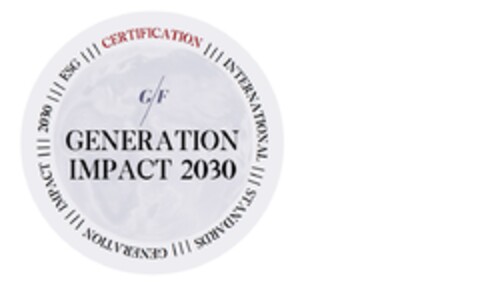 G/F GENERATION IMPACT 2030 CERTIFICATION INTERNATIONAL STANDARDS GENERATION IMPACT 2030 ESG Logo (EUIPO, 20.12.2021)