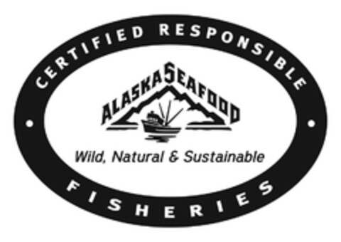 ALASKA SEAFOOD, WILD, NATURAL & SUSTAINABLE CERTIFIED RESPONSIBLE FISHERIES Logo (EUIPO, 16.08.2010)