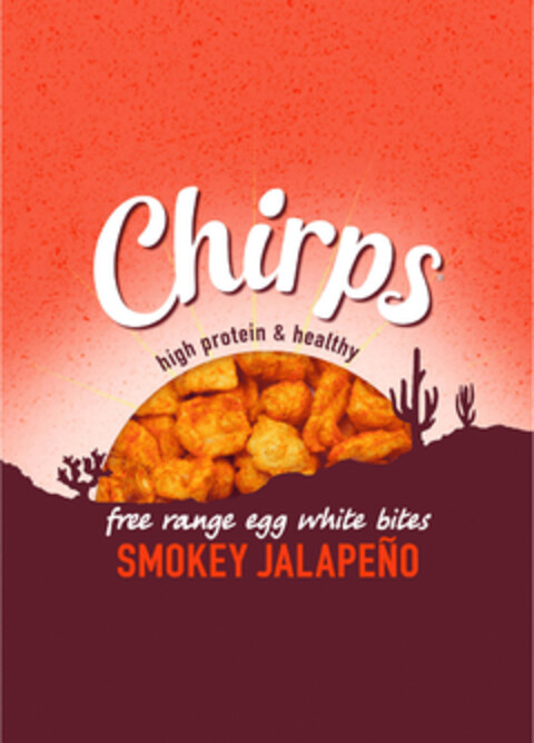 CHIRPS HIGH PROTEIN & HEALTHY FREE RANGE EGG WHITE BITES SMOKEY JALAPEÑO Logo (EUIPO, 18.11.2014)