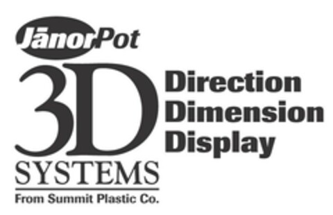 JANORPOT 3D SYSTEMS DIRECTION DIMENSION DISPLAY FROM SUMMIT PLASTIC CO. Logo (EUIPO, 05/21/2015)