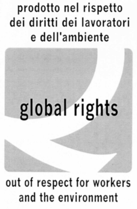 global rights prodotto nel rispetto dei diritti dei lavoratori e dell'ambiente out of respect for workers and the environment Logo (EUIPO, 25.09.2002)