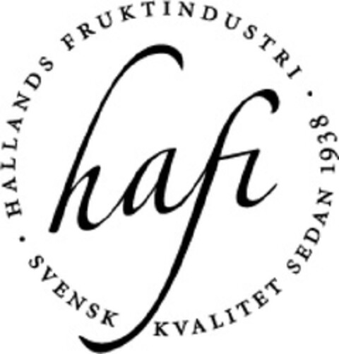 HAFI HALLANDS FRUKTINDUSTRI SVENSK KVALITET SEDAN 1938 Logo (EUIPO, 12/11/2009)