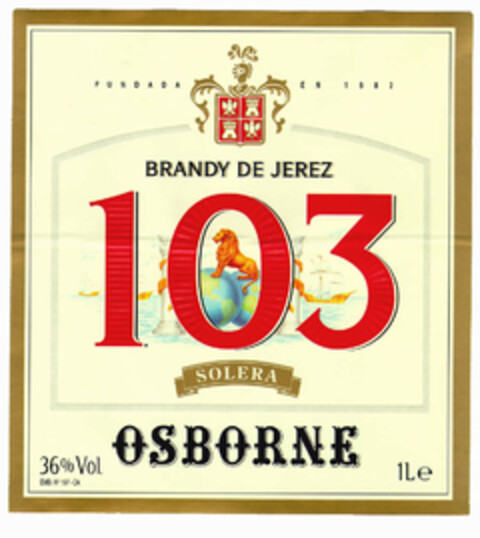 103 BRANDY DE JEREZ SOLERA OSBORNE FUNDADA EN 1882 36% Vol. 1Le Logo (EUIPO, 03.08.2000)