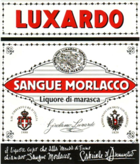 LUXARDO SANGUE MORLACCO Liquore di marasca Logo (EUIPO, 11/21/2006)