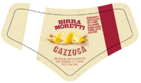 BIRRA MORETTI GAZZOSA BEVANDA RINFRESCANTE CON SCORZA DI LIMONI 100% ITALIANI Logo (EUIPO, 12.05.2015)