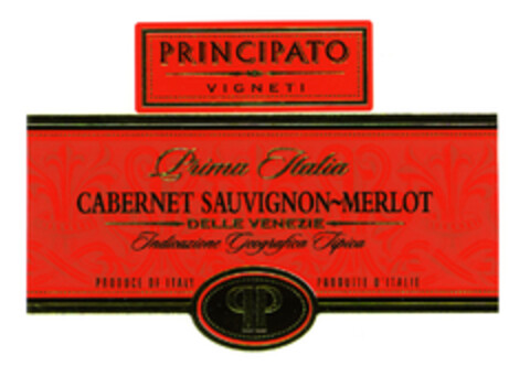 Prima Italia CABERNET SAUVIGNON-MERLOT DELLE VENEZIE PRINCIPATO VIGNETI Logo (EUIPO, 09/06/2004)