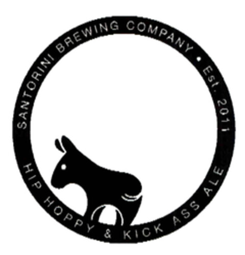 SANTORINI BREWING COMPANY Est.2011 HIP HOPPY & KICK ASS ALE Logo (EUIPO, 20.09.2013)