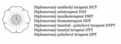 Diplomovaný umělecký terapeut    DUT Diplomovaný arteterapeut DAT Diplomovaný muzikoterapeut DMT Diplomovaný dramaterapeut DDT Diplomovaný tanečně - pohybový terapeut DTPT Diplomovaný taneční terapeut DTT Diplomovaný pohybový terapeut DPT Logo (EUIPO, 07/12/2018)