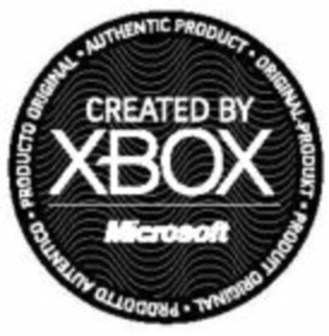 CREATED BY X-BOX Microsoft · AUTHENTIC PRODUCT · ORIGINAL-PRODUKT · PRODUIT ORIGINAL · PRODOTTO AUTENTICO · PRODUCTO ORIGINAL Logo (EUIPO, 20.09.2005)