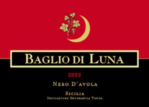Baglio di Luna 2002 Nero d'Avola Sicilia Indicazione Geografica Tipica Logo (EUIPO, 30.10.2009)
