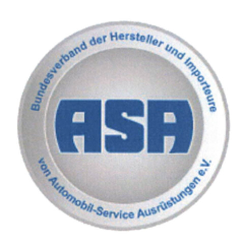 ASA Bundesverband der Hersteller und Importeure von Automobil-Service Ausrüstungen e.V. Logo (EUIPO, 23.10.2012)