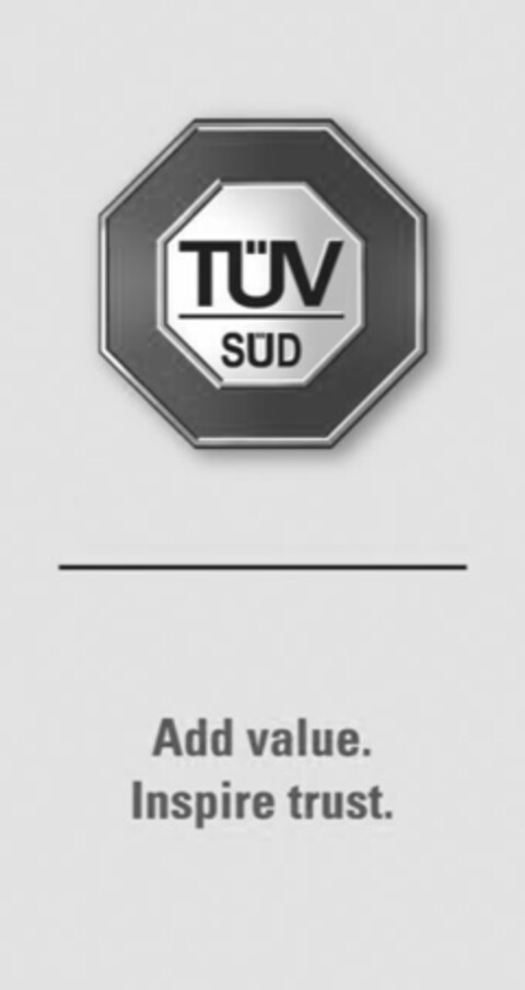 TÜV SÜD Add value. Inspire trust. Logo (EUIPO, 09/26/2018)