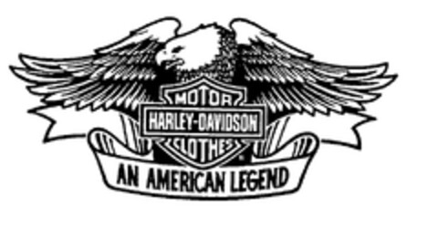 MOTOR HARLEY-DAVIDSON CLOTHES AN AMERICAN LEGEND Logo (EUIPO, 01.04.1996)