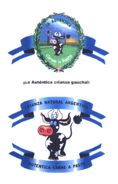 LA AUTENTICA, ¡¡LA AUTENTICA CRIANZA GAUCHA!!, CRIANZA NATURAL ARGENTINA, AUTENTICA Carne a Pasto Logo (EUIPO, 27.02.2003)