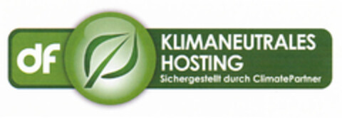 df KLIMANEUTRALES HOSTING Sichergestellt durch ClimatePartner Logo (EUIPO, 14.10.2008)