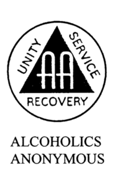 AA ALCOHOLICS ANONYMOUS UNITY SERVICE RECOVERY Logo (EUIPO, 04/03/1996)