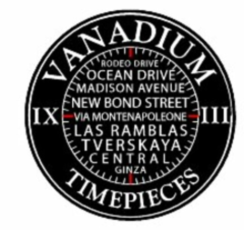 VANADIUM TIMEPIECES Logo (EUIPO, 30.03.2007)