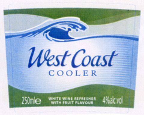 West Coast COOLER 250mle WHITE WINE REFRESHER WITH FRUIT FLAVOUR 4%alc.vol Logo (EUIPO, 02.07.2004)