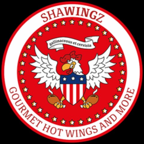 SHAWINGZ GOURMET HOT WINGS AND MORE Logo (EUIPO, 19.12.2021)