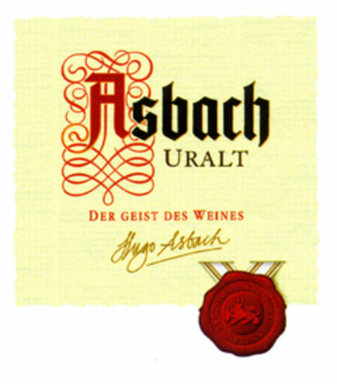 ASBACH URALT DER GEIST DES WEINES Hugo Asbach Logo (EUIPO, 12/15/2000)