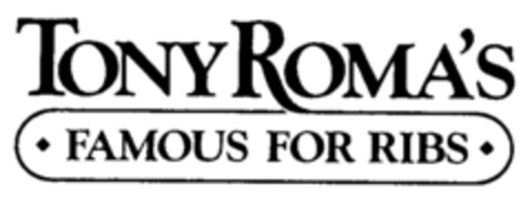 TONY ROMA'S FAMOUS FOR RIBS Logo (EUIPO, 01.04.1996)