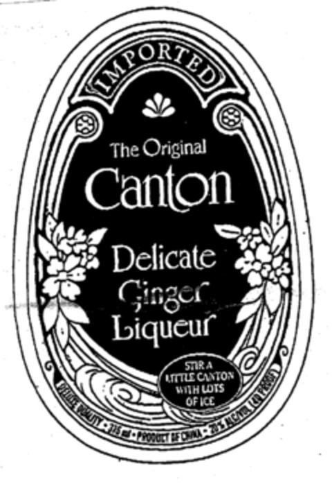 IMPORTED The Original Canton Delicate Ginger Liqueur Logo (EUIPO, 22.08.1996)
