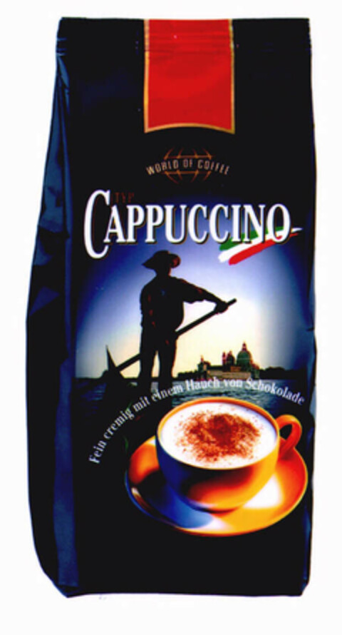 CAPPUCCINO WORLD OF COFFEE Fein cremig mit einem Hauch von Schokolade Logo (EUIPO, 21.01.2002)