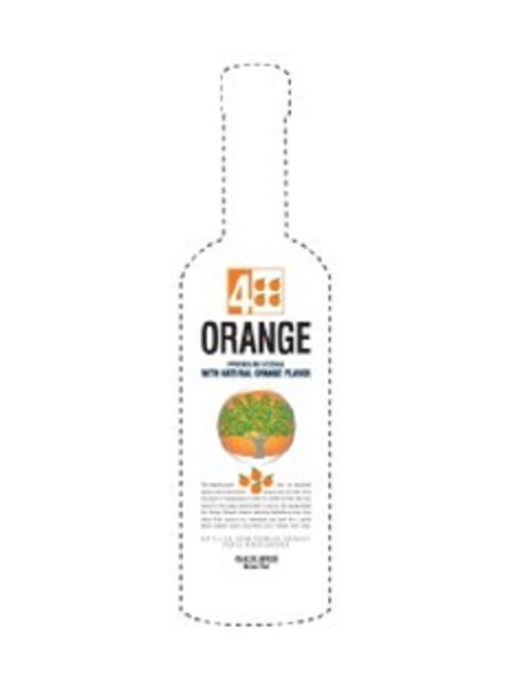 4 ORANGE PREMIUM VODKA WITH NATURAL ORANGE FLAVOR Logo (EUIPO, 04.11.2010)