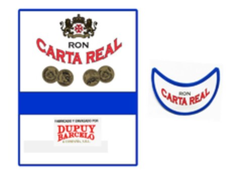 RON CARTA REAL. FABRICADO Y ENVASADO POR DUPUY BARCELO & COMPAÑIA, SRL Logo (EUIPO, 11/26/2018)