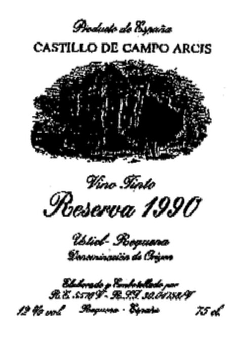 Producto de España CASTILLO DE CAMPO ARCIS Vino Tinto Reserva 1990 Logo (EUIPO, 31.03.1998)