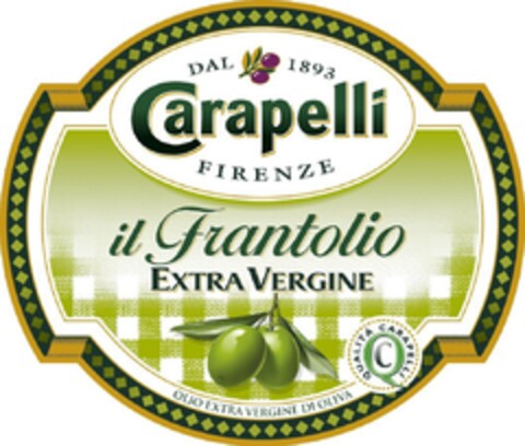 DAL 1893 CARAPELLI FIRENZE IL FRANTOLIO EXTRAVERGINE OLIO EXTRA VERGINE DI OLIVA QUALITA' CARAPELLI Logo (EUIPO, 16.06.2010)