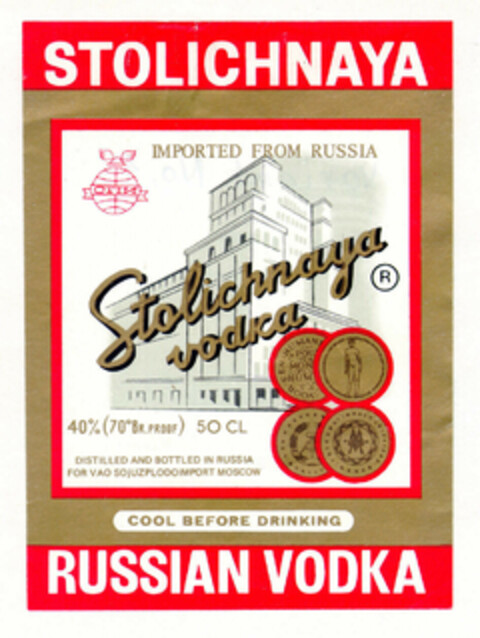 STOLICHNAYA RUSSIAN VODKA Logo (EUIPO, 04/01/1996)