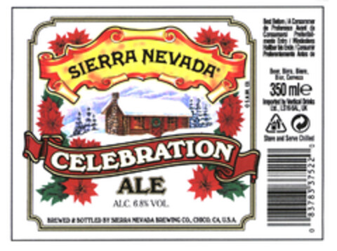 SIERRA NEVADA CELEBRATION ALE ALC. 6.8% VOL. BREWED & BOTTLED BY SIERRA NEVADA BREWING CO., CHICO, CA, U.S.A. Logo (EUIPO, 10/31/2003)