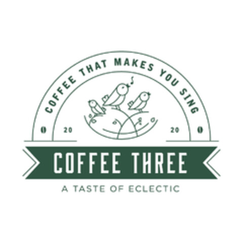 COFFEE THREE COFFEE THAT MAKES YOU SING 2020 A TASTE OF ECLECTIC Logo (EUIPO, 19.04.2021)