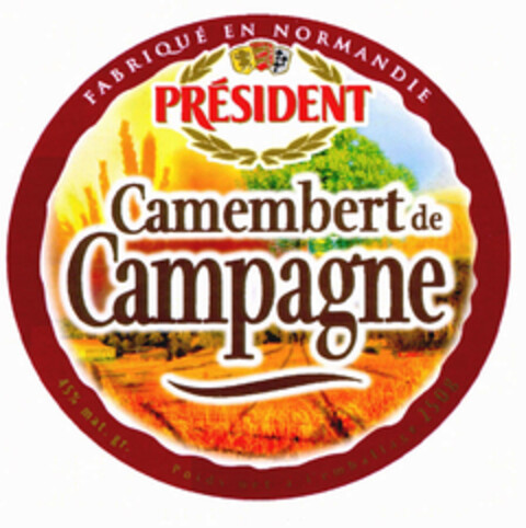 PRÉSIDENT Camembert de Campagne FABRIQUÉ EN NORMANDIE Logo (EUIPO, 28.03.2002)